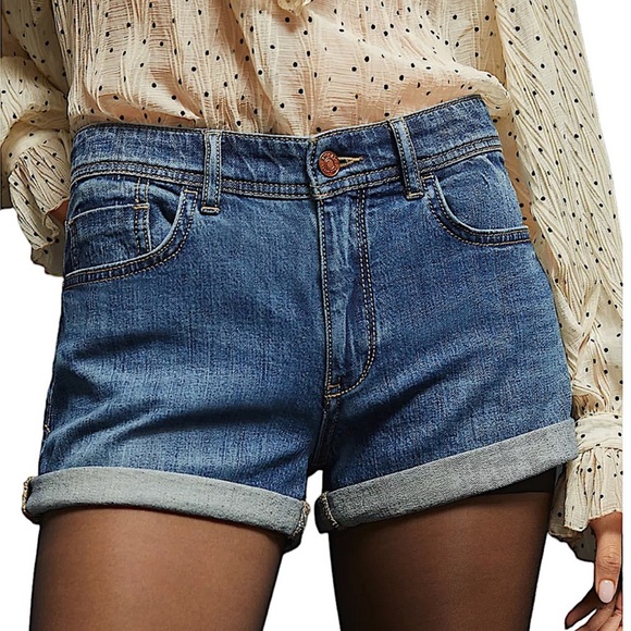 PILCRO & THE LETTERPRESS x ANTHROPOLOGIE: Low-Rise Slim Boyfriend Shorts Size 27 - Picture 1 of 14